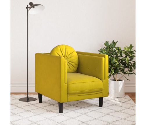 vidaXL atpūtas krēsls ar spilvenu, dzeltens samts