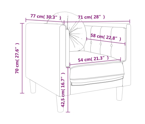 vidaXL atpūtas krēsls ar spilvenu, dzeltens samts