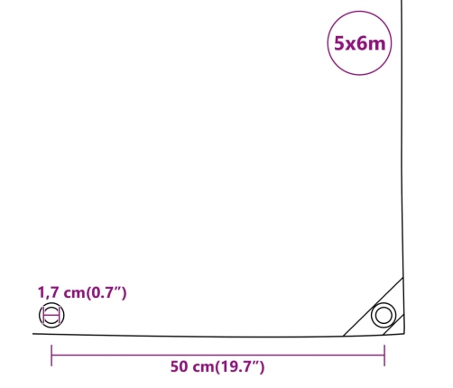 vidaXL brezenta pārklājs, zaļš, 5x6 m, 650 g/m²
