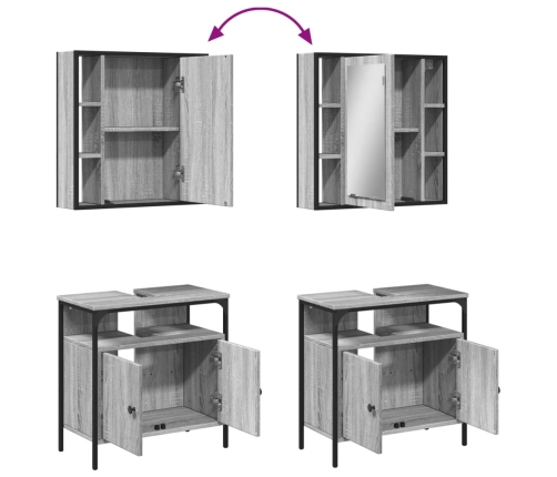 vidaXL 2-daļīgs vannasistabas mēbeļu komplekts, pelēka ozolkoka krāsa