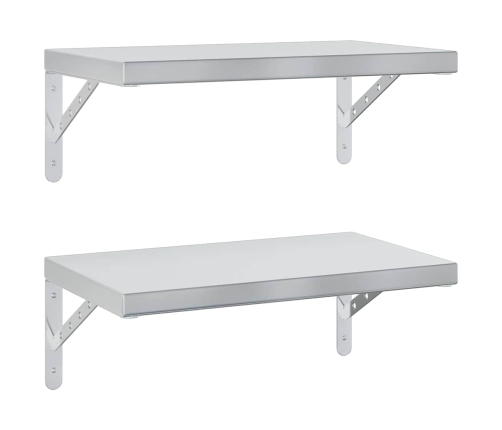 Sienas Plaukti, 2 Gab., 50X30 Cm, Sudraba Krāsā, Tērauds Vidaxl