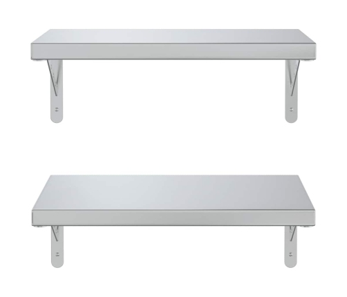 Sienas Plaukti, 2 Gab., 50X30 Cm, Sudraba Krāsā, Tērauds Vidaxl