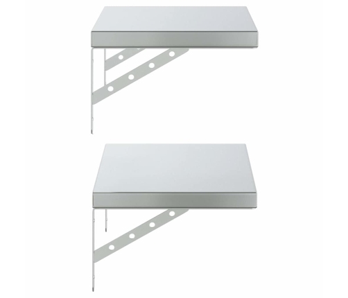 Sienas Plaukti, 2 Gab., 50X30 Cm, Sudraba Krāsā, Tērauds Vidaxl