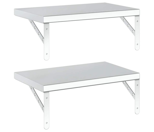 Sienas Plaukti, 2 Gab., 50X30 Cm, Sudraba Krāsā, Tērauds Vidaxl