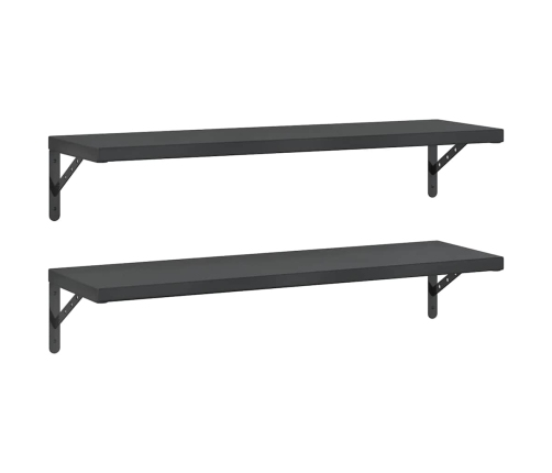 Sienas Plaukti, 2 Gab., 100X30 Cm, Nerūsējošs Tērauds, Melna Vidaxl