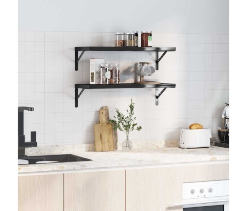 Sienas Plaukti, 2 Gab., 75X30 Cm, Nerūsējošs Tērauds, Melna Vidaxl