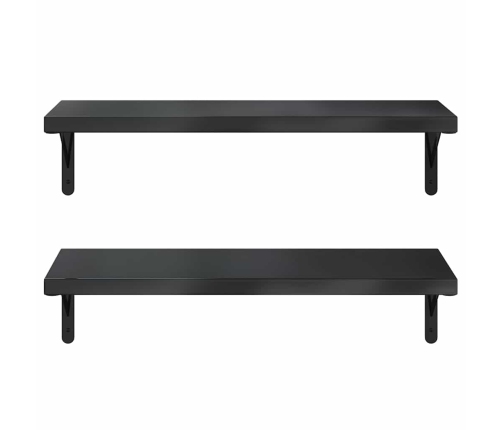 Sienas Plaukti, 2 Gab., 75X30 Cm, Nerūsējošs Tērauds, Melna Vidaxl