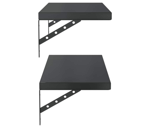 Sienas Plaukti, 2 Gab., 75X30 Cm, Nerūsējošs Tērauds, Melna Vidaxl