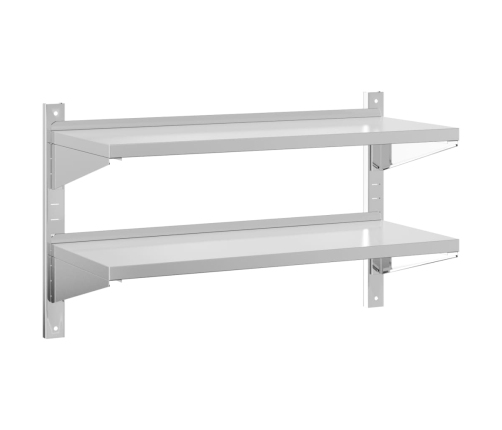 2 Līmeņu Sienas Plaukts, 100X40X60 Cm, Sudrabains, Tērauds Vidaxl