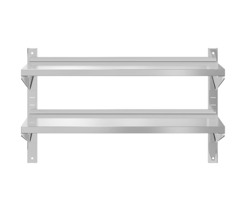 2 Līmeņu Sienas Plaukts, 100X40X60 Cm, Sudrabains, Tērauds Vidaxl