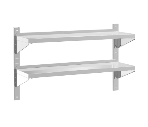 vidaXL 2 līmeņu sienas plaukts, 100x30x60 cm, sudrabains, tērauds