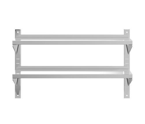 vidaXL 2 līmeņu sienas plaukts, 100x30x60 cm, sudrabains, tērauds