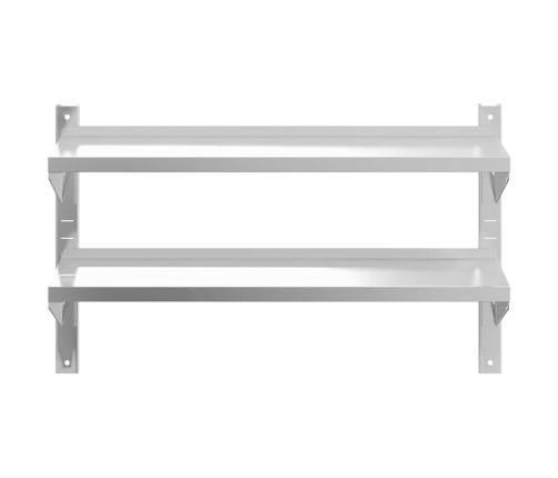 vidaXL 2 līmeņu sienas plaukts, 100x23,5x60 cm, sudrabains, tērauds