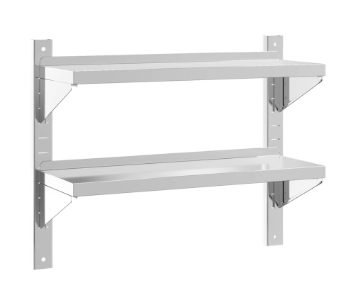 2 Līmeņu Sienas Plaukts, 75X23,5X60 Cm, Sudrabains, Tērauds Vidaxl