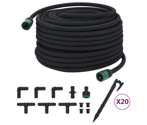 vidaXL dārza pilienu laistīšanas šļūtene, melna, 0,6