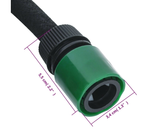 vidaXL dārza pilienu laistīšanas šļūtene, melna, 0,6