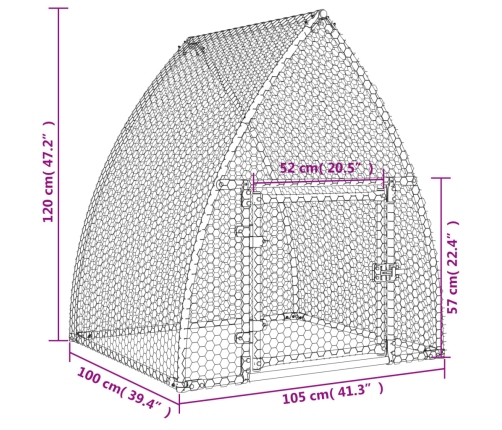 vidaXL vistu būris, sudrabains, 100x105x120 cm, cinkots tērauds