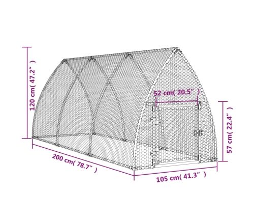 Vistu Būris, Sudrabains, 300X105X120 Cm, Cinkots Tērauds Vidaxl
