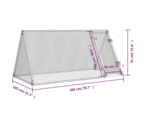 vidaXL vistu būris, sudrabains, 200x105x91 cm, cinkots tērauds