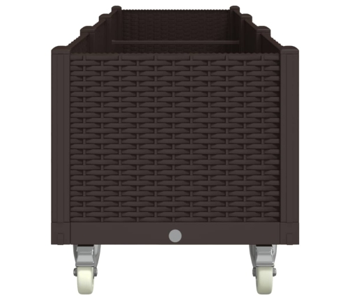 vidaXL dārza puķu kaste ar riteņiem, brūna, 240x50x54 cm, PP