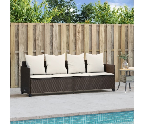 vidaXL sauļošanās zvilnis ar matračiem, brūna PE rotangpalma