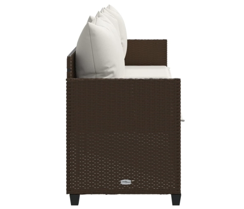 vidaXL sauļošanās zvilnis ar matračiem, brūna PE rotangpalma