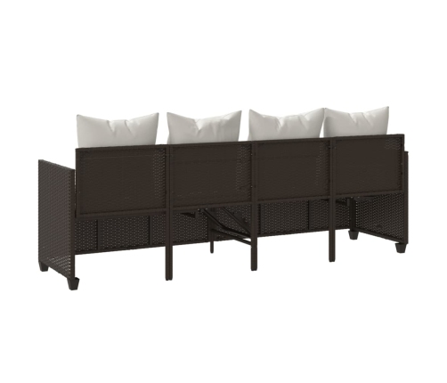 vidaXL sauļošanās zvilnis ar matračiem, brūna PE rotangpalma