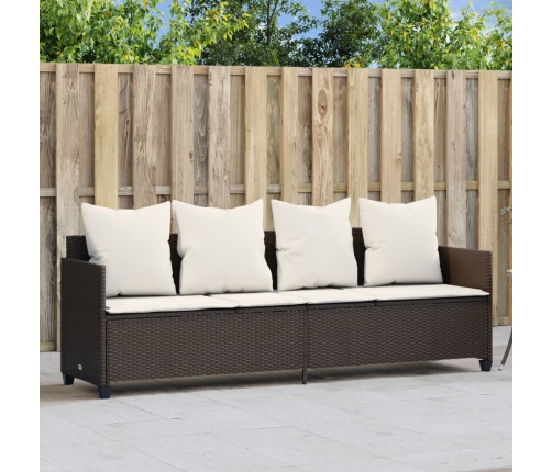 vidaXL sauļošanās zvilnis ar matračiem, brūna PE rotangpalma