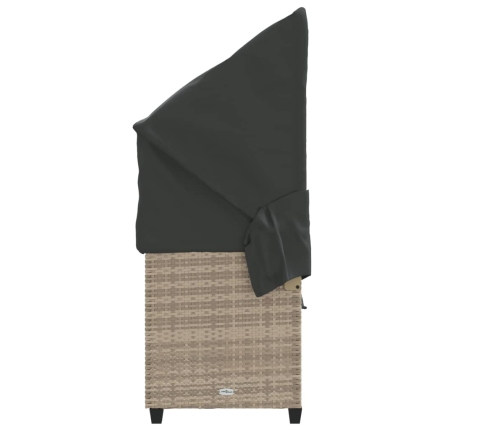 vidaXL sauļošanās zvilnis ar jumtiņu, matračiem, pelēka PE rotangpalma