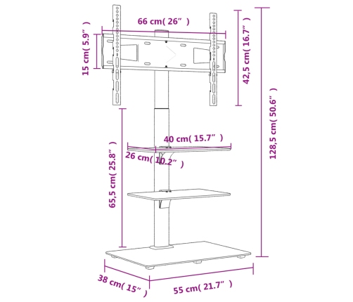 Stūra Tv Statīvs, 3 Līmeņi, 32-65 Collu Tv, Melns Vidaxl