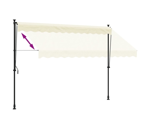 vidaXL izvelkama markīze, 300x150 cm, krēmkrāsas, audums, tērauds
