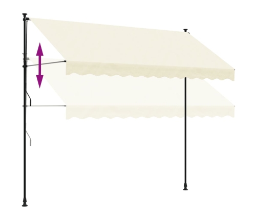 vidaXL izvelkama markīze, 300x150 cm, krēmkrāsas, audums, tērauds