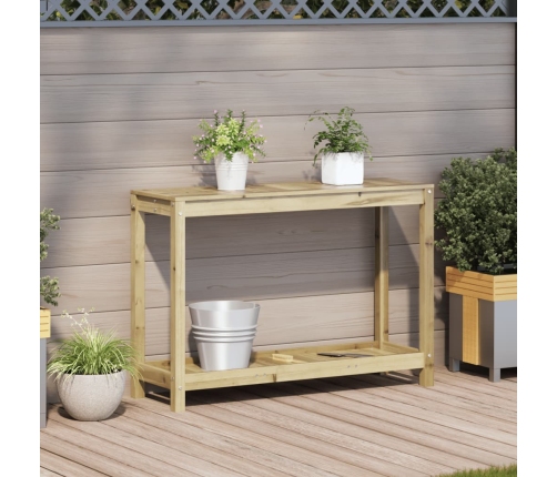 vidaXL stādīšanas galds ar plauktu, 108x35x75 cm, priedes masīvkoks