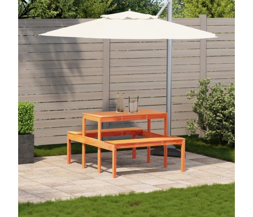 vidaXL virtuves galds, vaska brūnas, 110x134x75 cm, priedes masīvkoks