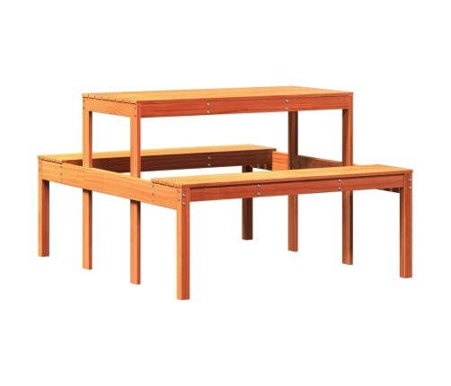 vidaXL virtuves galds, vaska brūnas, 110x134x75 cm, priedes masīvkoks