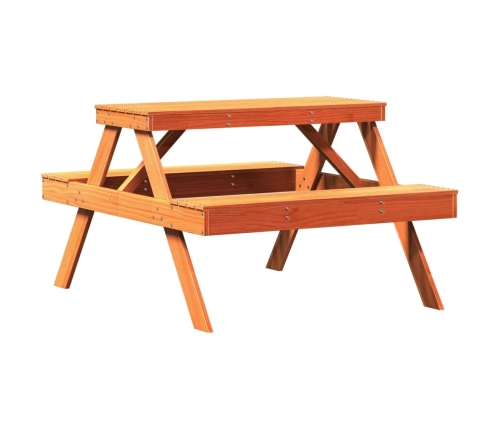 vidaXL virtuves galds, vaska brūnas, 105x134x75 cm, priedes masīvkoks