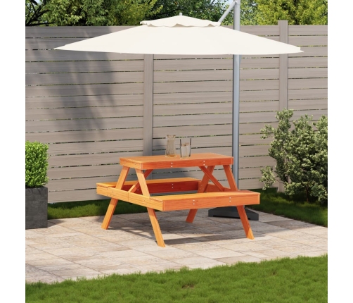 vidaXL virtuves galds, vaska brūnas, 105x134x75 cm, priedes masīvkoks