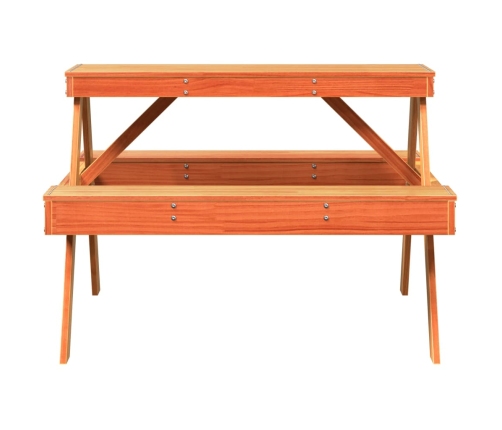 vidaXL virtuves galds, vaska brūnas, 105x134x75 cm, priedes masīvkoks