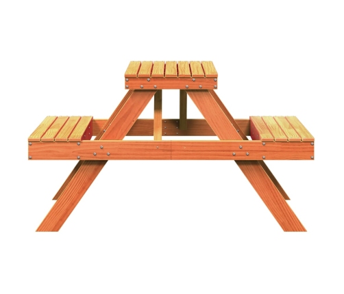 vidaXL virtuves galds, vaska brūnas, 105x134x75 cm, priedes masīvkoks