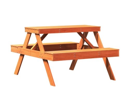 vidaXL virtuves galds, vaska brūnas, 105x134x75 cm, priedes masīvkoks