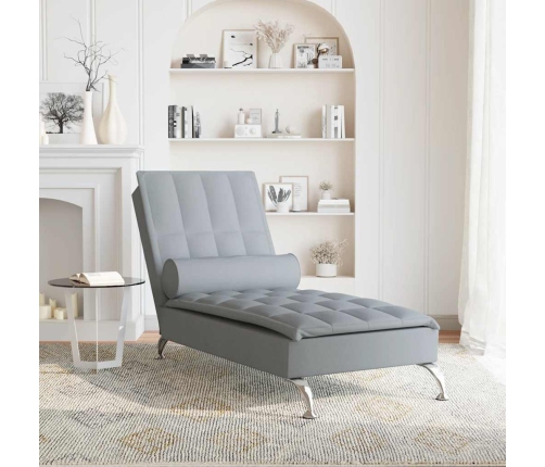 Zvilnis Ar Cilindra Formas Spilvenu, Gaiši Pelēks, Audums Vidaxl