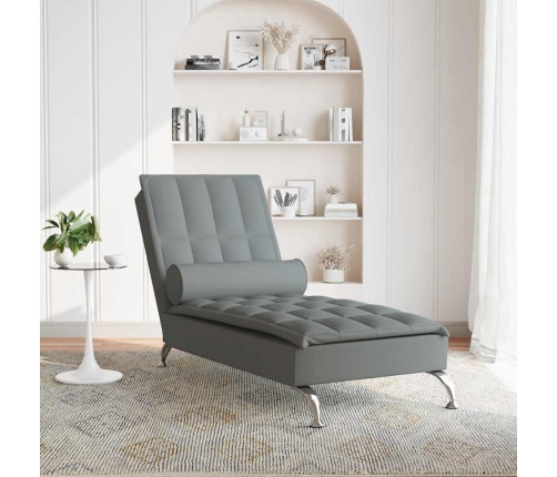 Zvilnis Ar Cilindra Formas Spilvenu, Tumši Pelēks, Audums Vidaxl