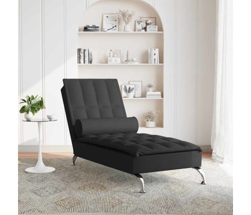 Zvilnis Ar Cilindra Formas Spilvenu, Melns, Audums Vidaxl