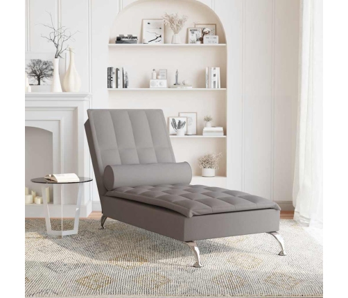 Zvilnis Ar Cilindra Formas Spilvenu, Pelēkbrūns, Audums Vidaxl