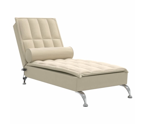 Zvilnis Ar Cilindra Formas Spilvenu, Krēmkrāsas, Audums Vidaxl