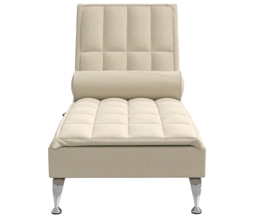 Zvilnis Ar Cilindra Formas Spilvenu, Krēmkrāsas, Audums Vidaxl