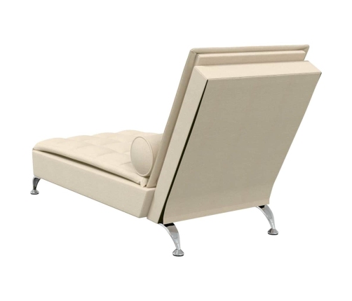 Zvilnis Ar Cilindra Formas Spilvenu, Krēmkrāsas, Audums Vidaxl