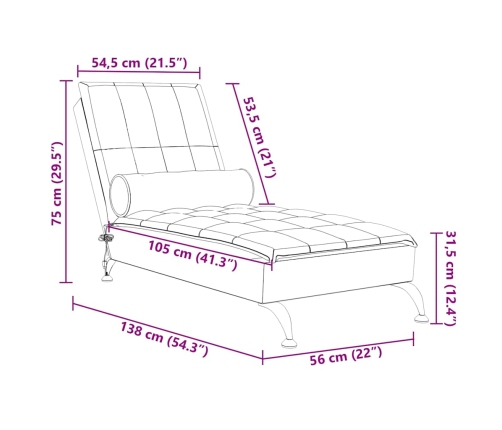 Zvilnis Ar Cilindra Formas Spilvenu, Krēmkrāsas, Audums Vidaxl