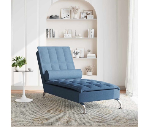 vidaXL zvilnis ar cilindra formas spilvenu, zils, audums