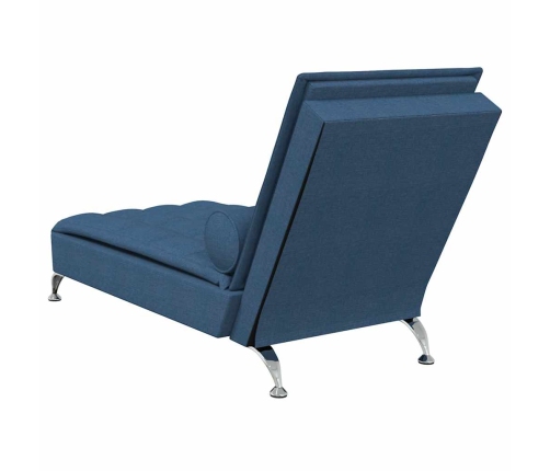 vidaXL zvilnis ar cilindra formas spilvenu, zils, audums